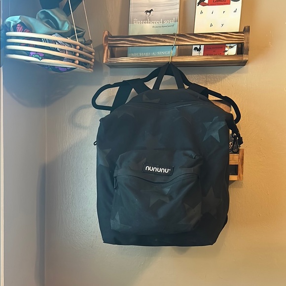 RARE NUNUNU diaper bag backpack with distressed black stars - Picture 2 of 7